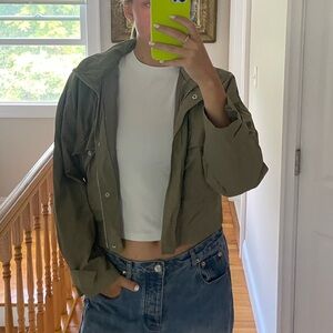 Abercrombie green utility rain/wind jacket